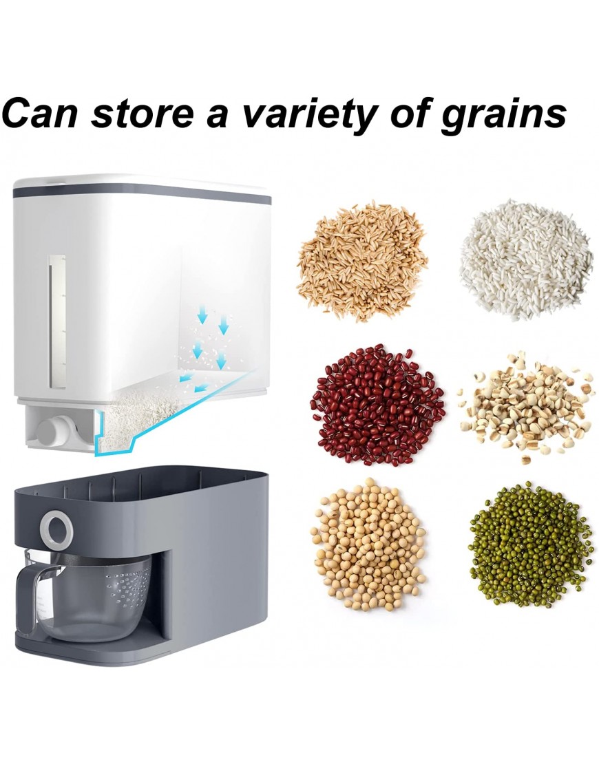 25Lbs Rice Dispenser Large Sealed Grain Container Storage with Lid Measuring Cylinder Moisture Proof Household Cereal Dispenser Bucket for Kitchen Soybean Corn