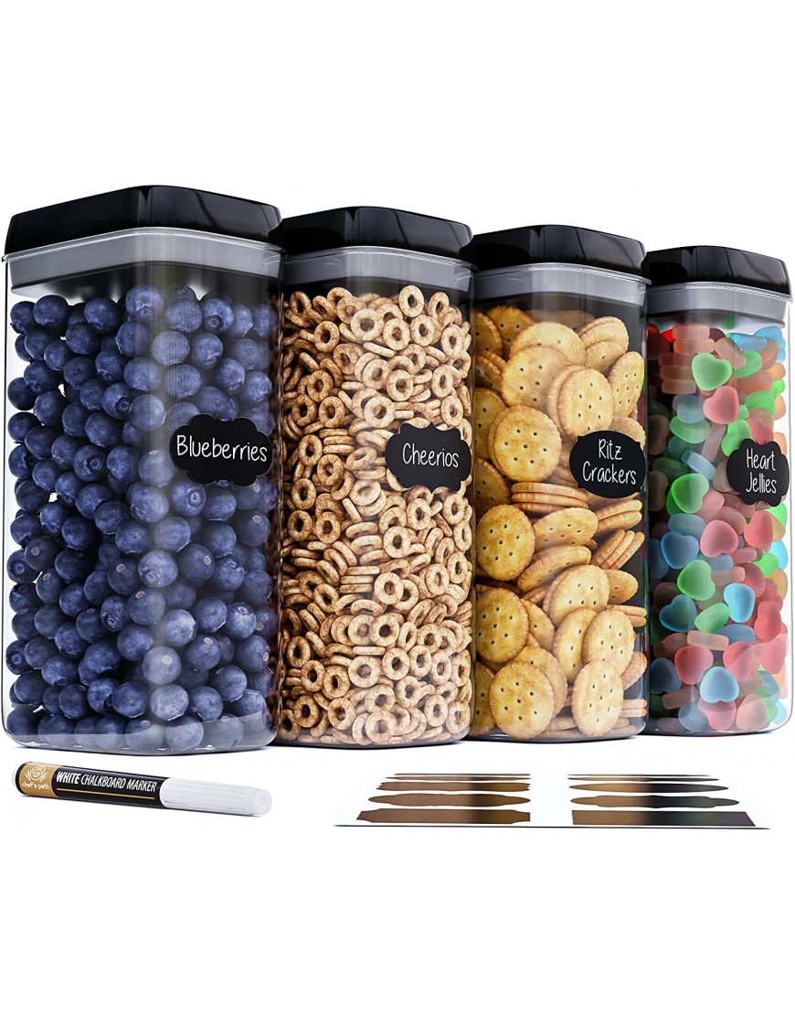 Airtight Extra Large Food Storage Containers Set of 4 All Same Size Kitchen & Pantry Organization Cereal Spaghetti Noodles Pasta Flour and Sugar Containers Plastic Canisters with Lids