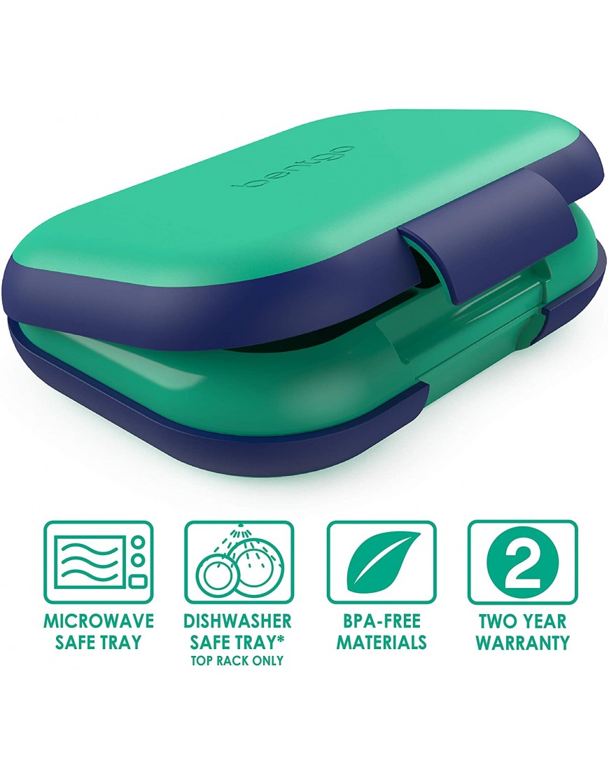 Bentgo Kids Chill Lunch Box Bento-Style Lunch Solution with 4 Compartments and Removable Ice Pack for Meals and Snacks On-the-Go Leak-Proof Dishwasher Safe BPA-Free Green Navy