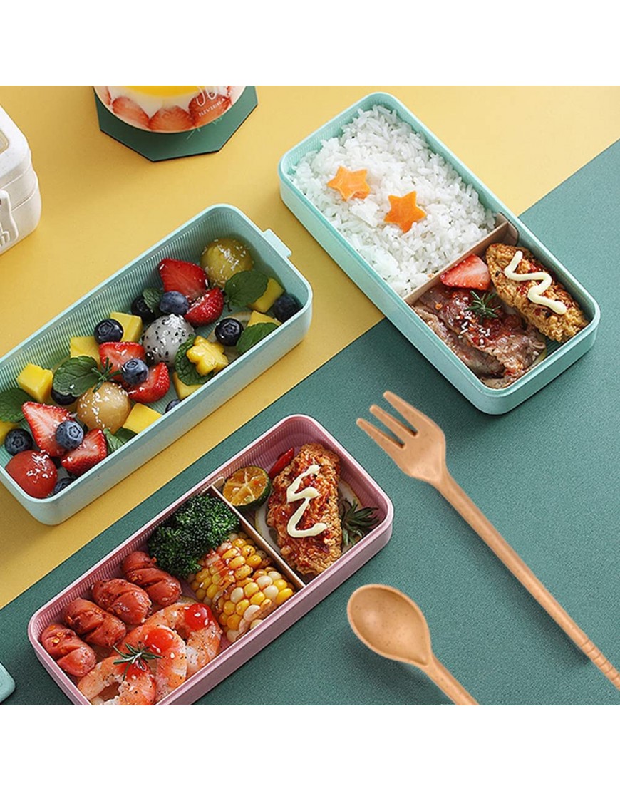 Bento Box Lunch Box for Adults Kids Iteryn 3-In-1 Compartment Containers Wheat Straw Leakproof Eco-Friendly Bento Lunch Box Meal Prep