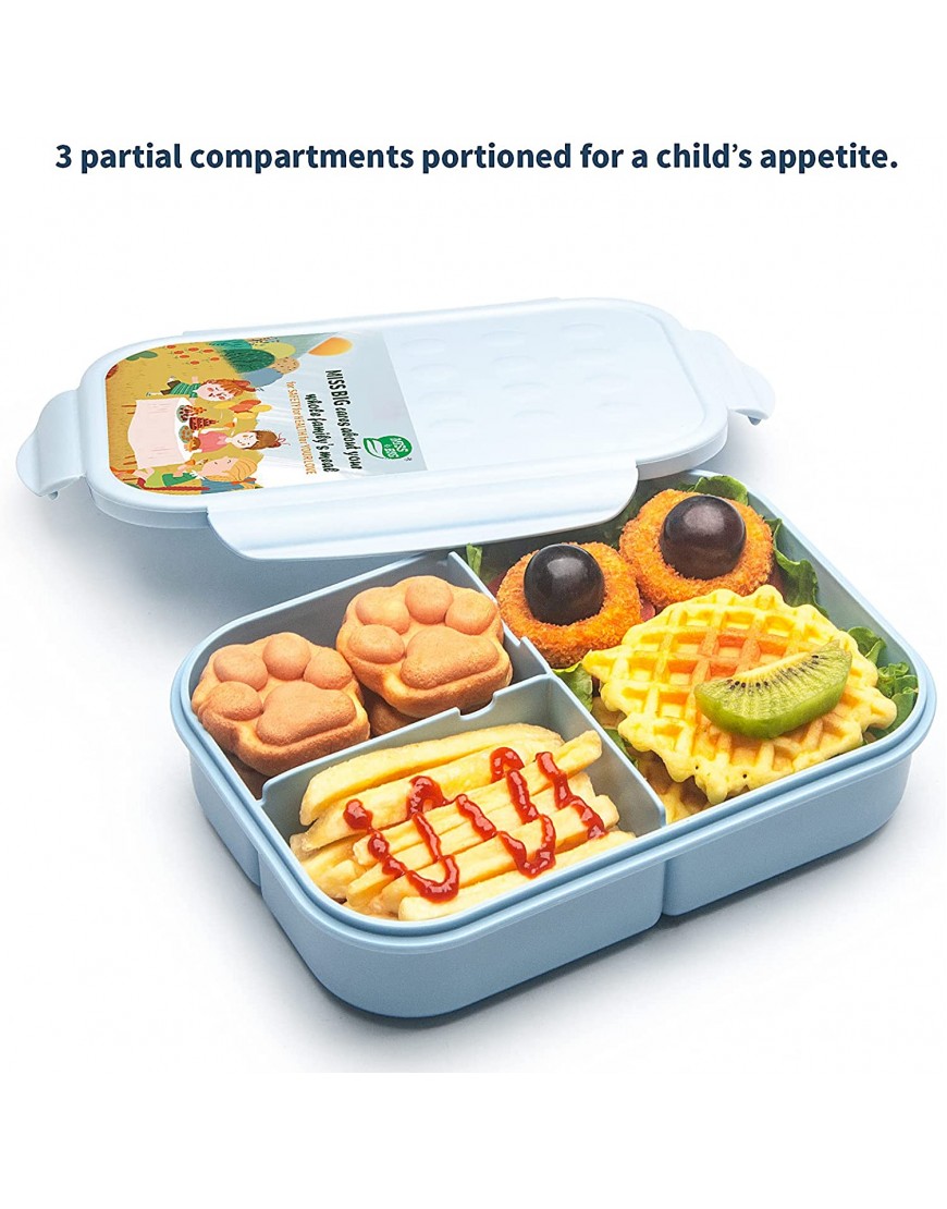Bento Box,MISS BIG Bento Box for Kids,Ideal Leak Proof Lunch Box Kids,Mom’s Choice Kids Lunch Box No BPAs and No Chemical Dyes,Microwave and Dishwasher Safe Lunch ContainersBlue