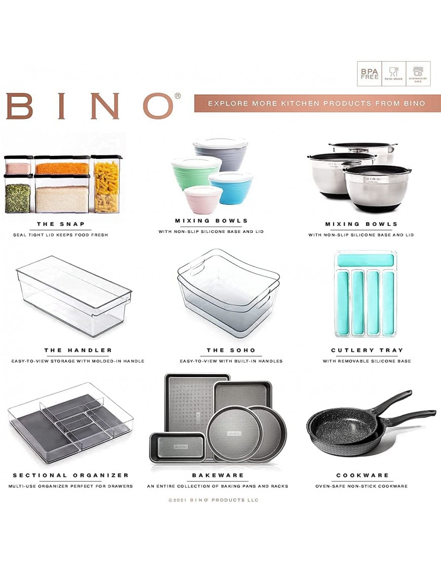 BINO | Plastic Storage Bins Medium | THE HOLDER COLLECTION | Multi-Use Organizer Bins | Built-In Handles | BPA-Free | Pantry Organization | Home Organization | Fridge Organizer | Freezer Organizer