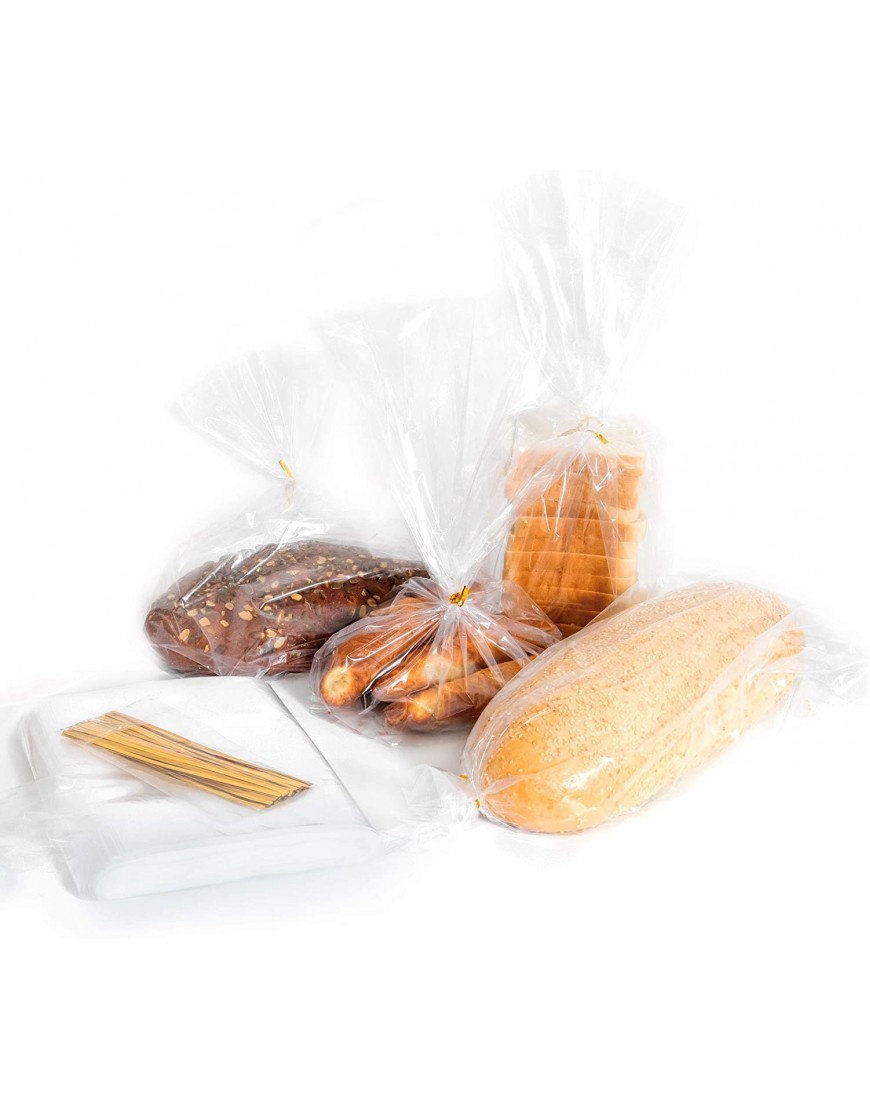 Bread Bags with Ties Reusable 100 Clear Bags and 100 Ties Bread Bags For Homemade Bread And Bakery Loaf Adjustable Reusable 100