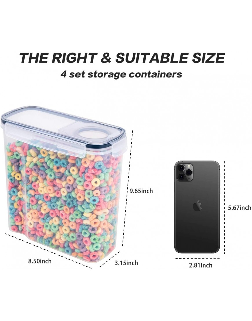 Cereal Containers Storage Set 4 Piece Airtight Large Dry Food Storage Containers135.2oz BPA Free Dispenser Plastic Cereal Storage Containers with 16 Labels & Pen FOOYOO