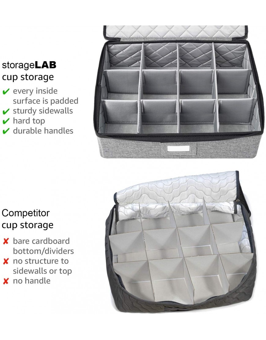 China Storage Set Hard Shell and Stackable for Dinnerware Storage and Transport Protects Dishes Cups and Mugs Felt Plate Dividers Included Grey 5 Piece Set