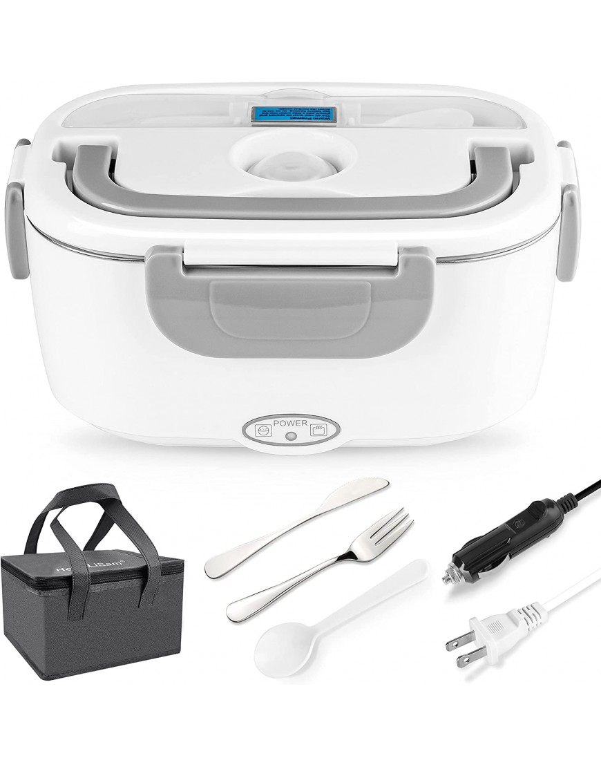 Electric Lunch Box 2 in 1 Electric Lunch Box Food Heater Car and Home Use Portable Lunch Heater 110V & 12V 40W Stainless Steel Portable Food Warmer