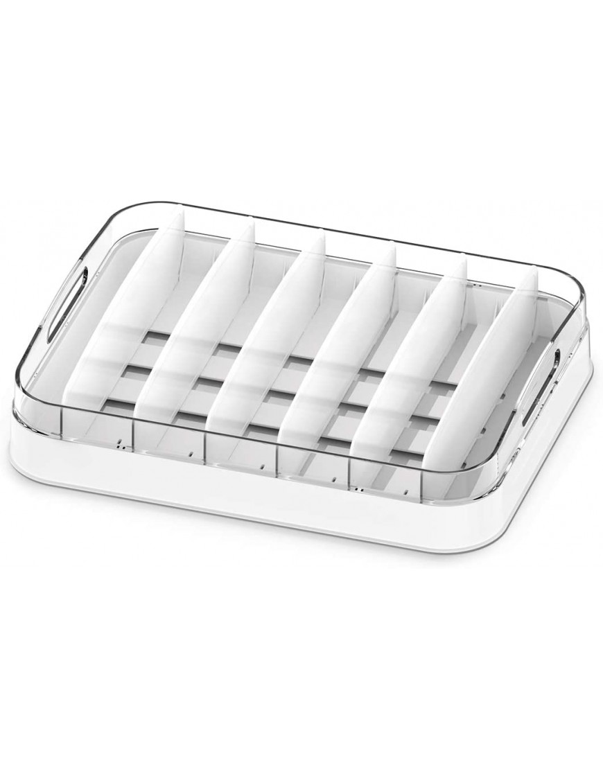EVERIE Food Container Lid Organizer Compatible with 12'' Deep Cabinets GS01 White