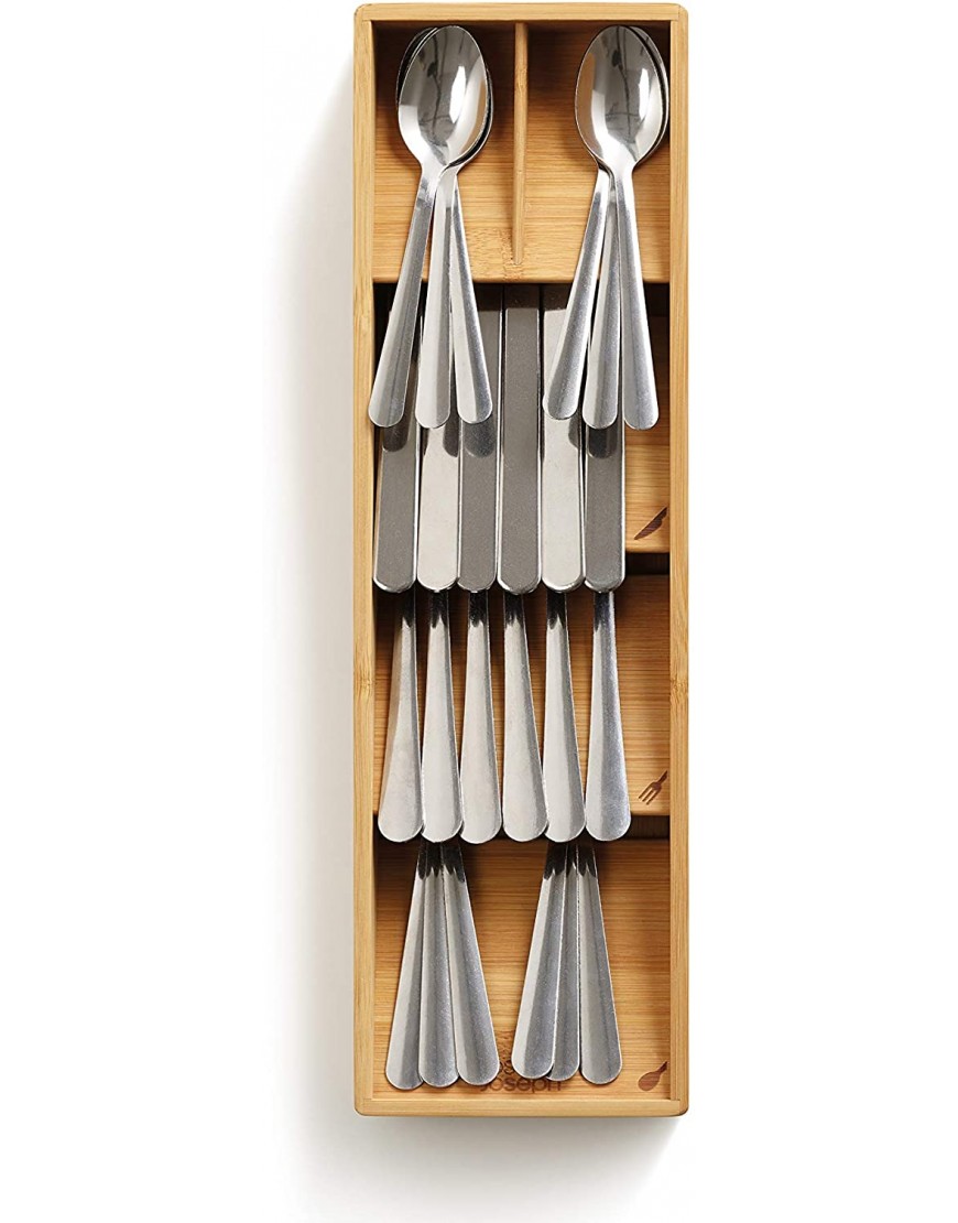 Joseph Joseph 85168 DrawerStore Compact Cutlery Organizer Kitchen Drawer Tray Small Bamboo