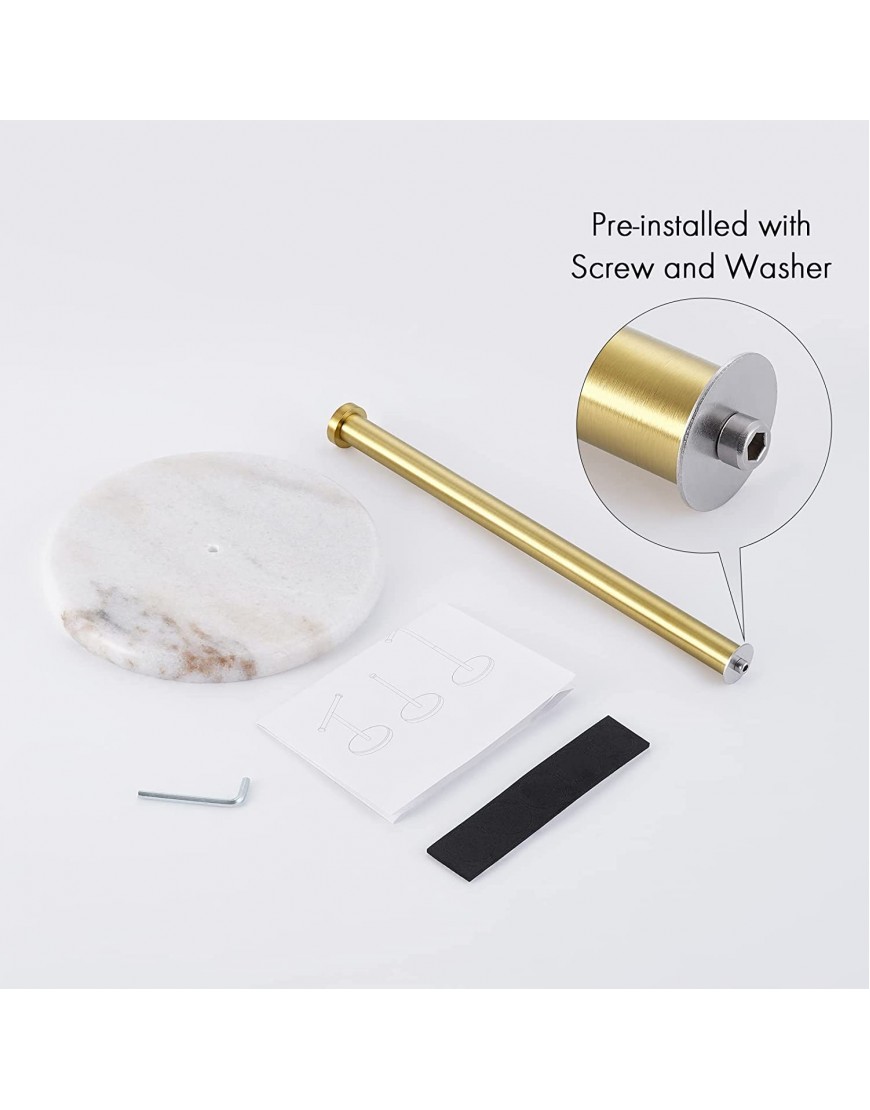 KES Gold Paper Towel Holder Kitchen Standing Paper Towel Roll Holders with Marble Base for Standard or Jumbo-Sized Rolls Brushed Brass KPH100-BZ