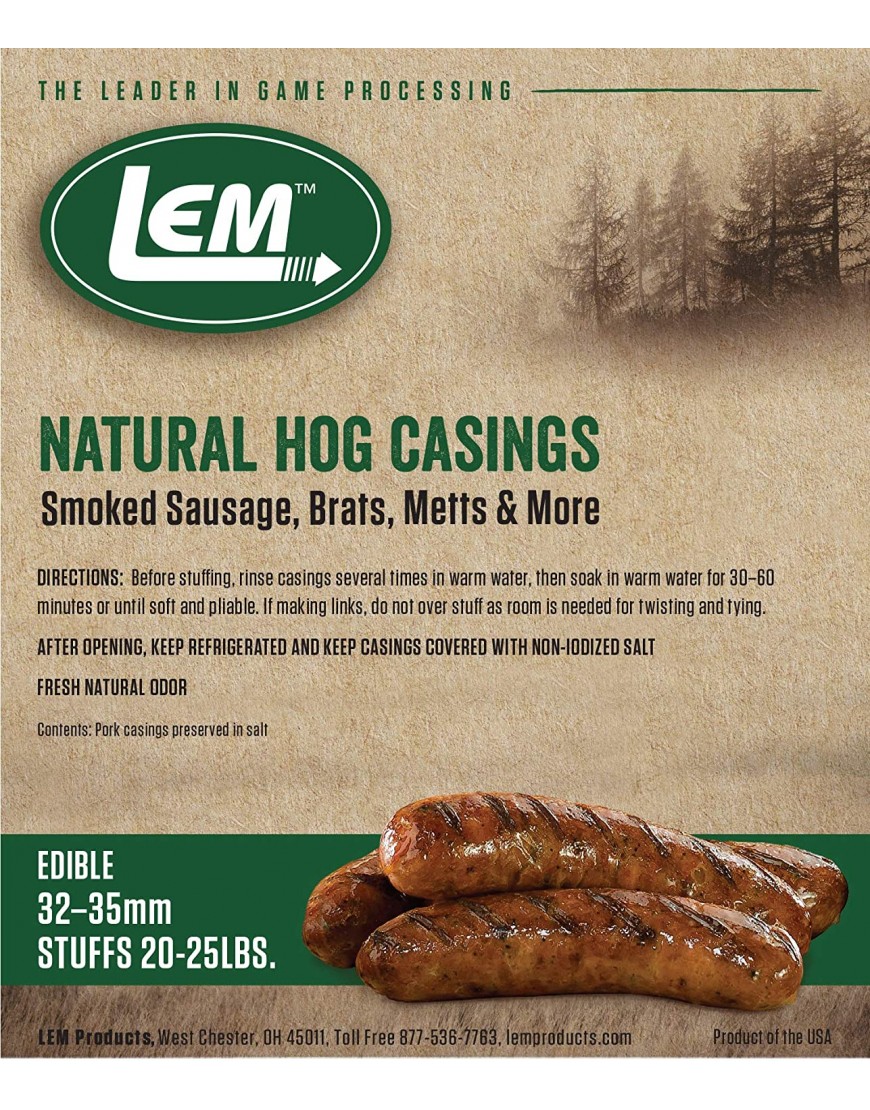 LEM Products 141 8 oz. Vacuum Sealed Bag Hog Casings for 25 lbs. Meat