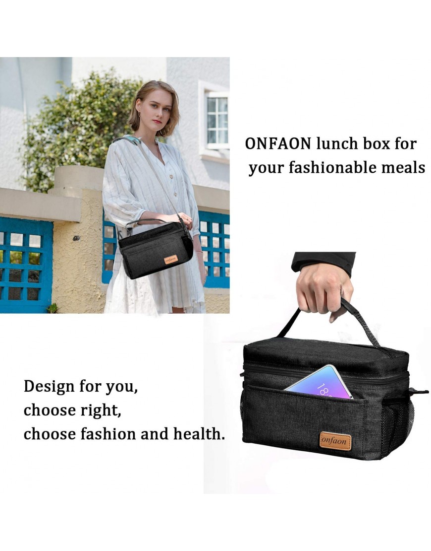 Lunch Bag for Men Women Insulated Reusable Lunch Box Leakproof Cooler Tote Bag Freezable with Adjustable Shoulder Strap for Office Work School Picnic BeachBlack