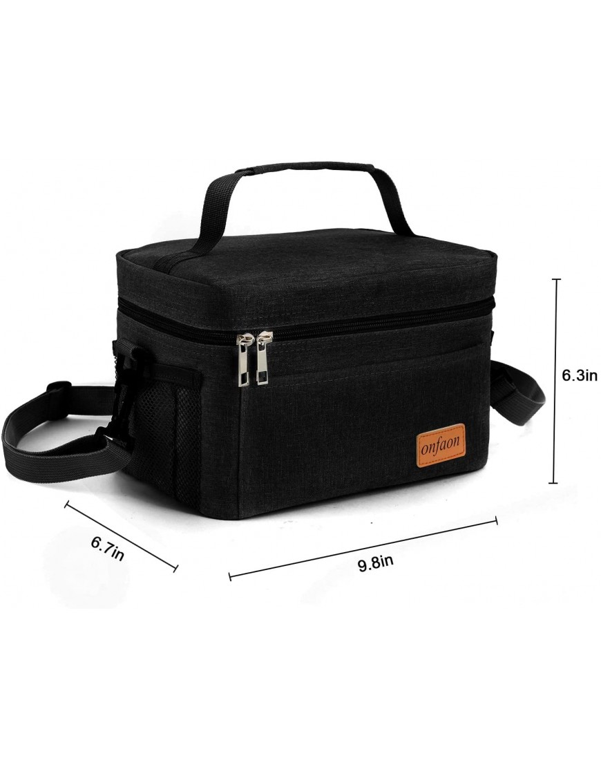 Lunch Bag for Men Women Insulated Reusable Lunch Box Leakproof Cooler Tote Bag Freezable with Adjustable Shoulder Strap for Office Work School Picnic BeachBlack