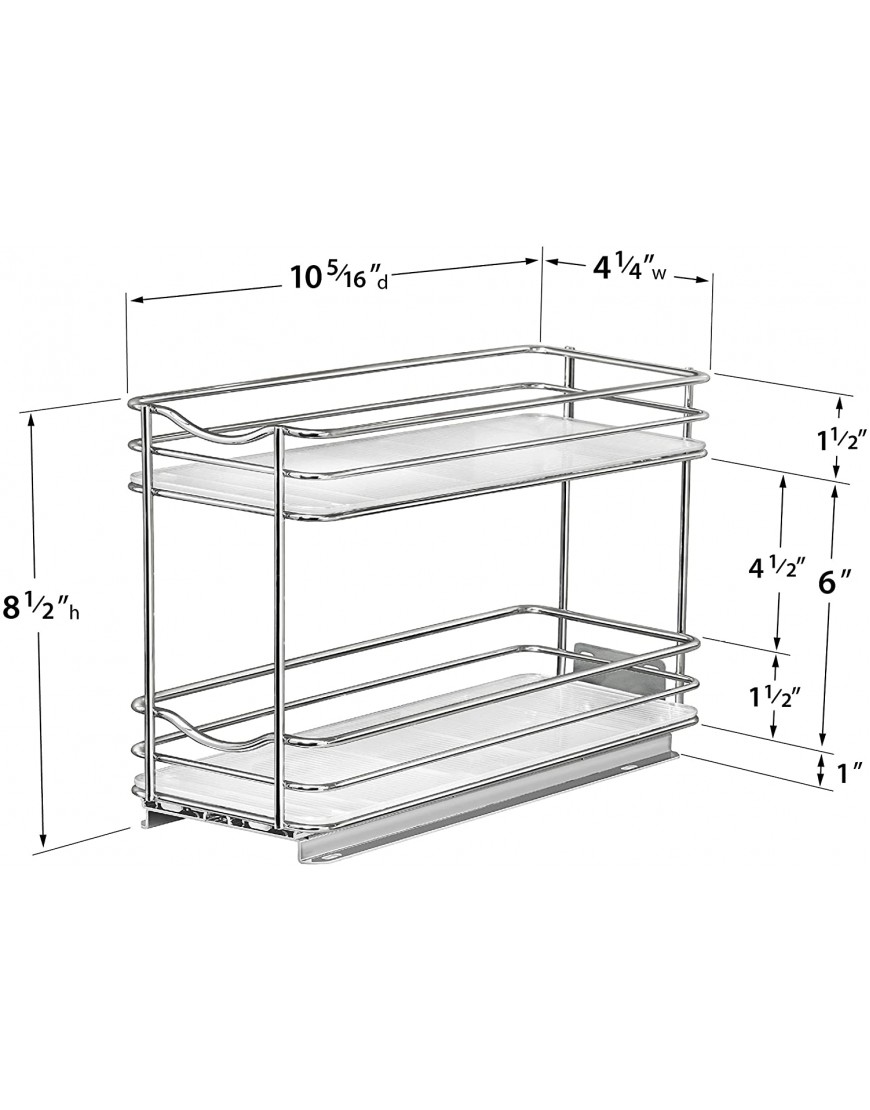 Lynk Professional Slide Out Spice Rack Pull Out Cabinet Organizer 4-1 4 inch Wide Double Chrome