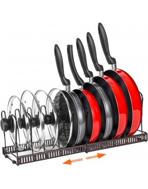 Pot Rack Organizer -Expandable Pot and Pan Organizer for Cabinet,Pot Lid Organizer Holder with 10 Adjustable Compartment for Kitchen Cabinet Cookware Baking Frying Rack,Bronze