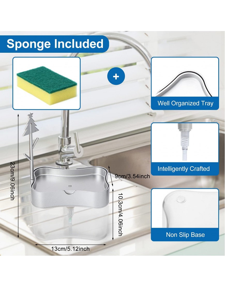 Premium Quality Soap Dispenser Countertop Dish Soap Dispenser for Kitchen Sink Dish Washing Soap Dispenser 13 Ounces Sponge Included
