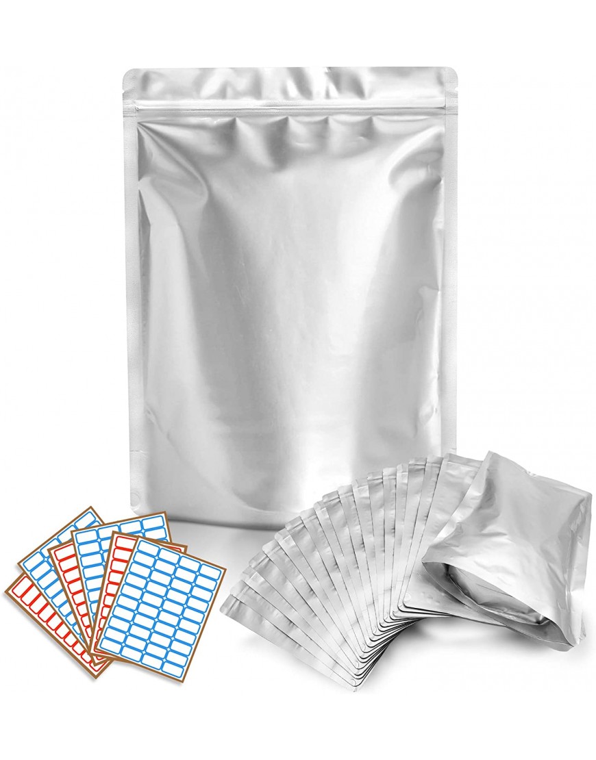 ProPremium 50 Mylar Bags 1 QUART Thick 7.4 Mil 7x10 Airtight Vacuum Sealing Sealable Mylar Bags for Long Term Food Storage Odor Free Heat Resistant Light and Moisture Proof Fresh Saver Packs
