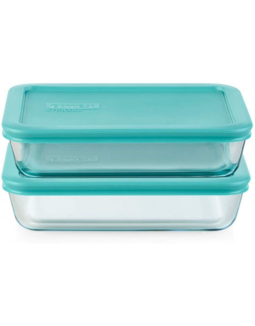 Pyrex Rectangular Glass Storage Container Set with Lids | 10 Piece Simply Store Meal Prep Food Storage Container Set | Microwave Dishwasher and Oven Safe | BPA Free Lids | Proudly Made in the USA