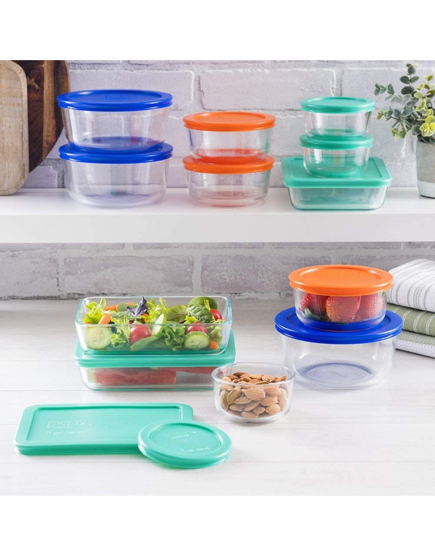 Pyrex Simply Store Meal Prep Glass Food Storage Containers 24-Piece Set BPA Free Lids Oven Safe