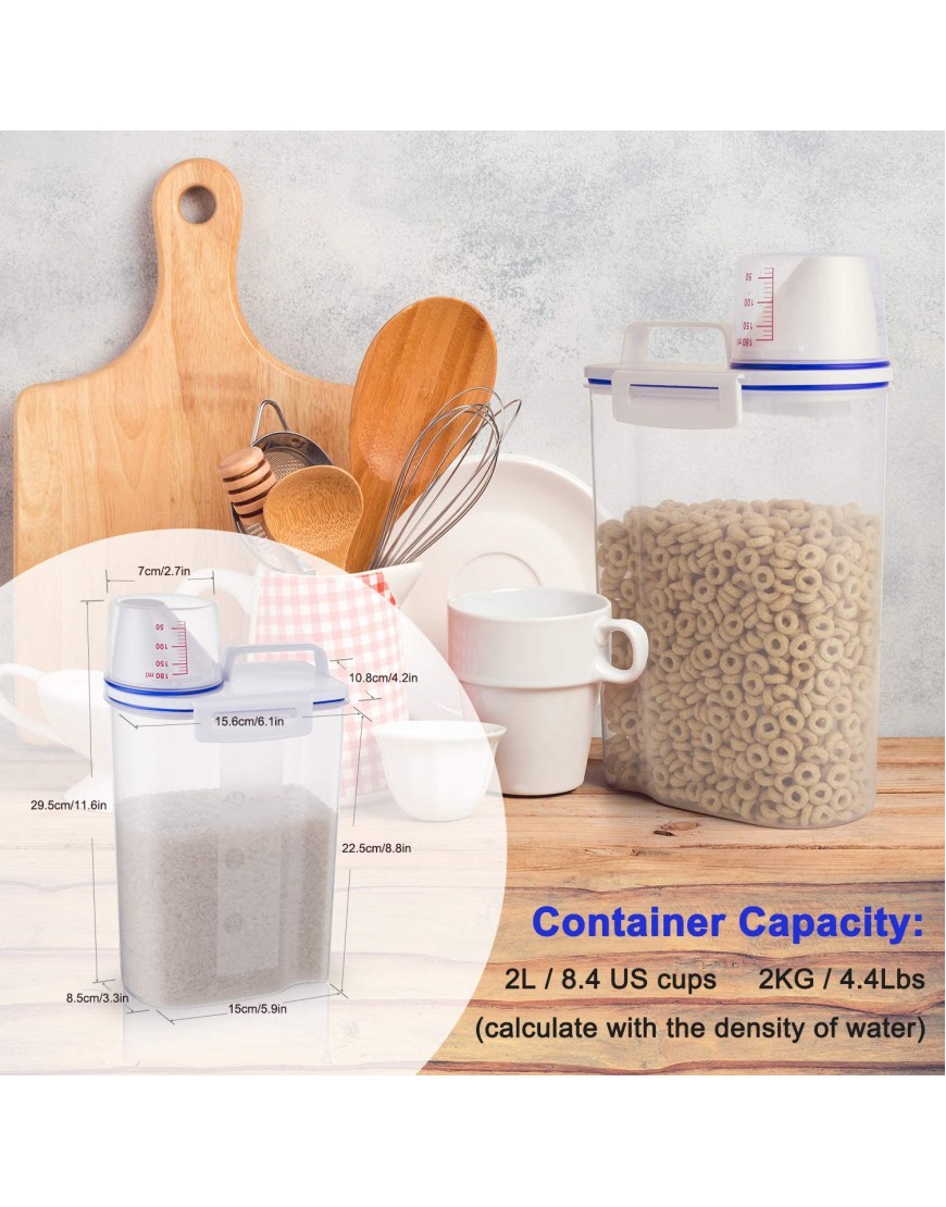 Rice Storage Bin Cereal Containers Dispenser with BPA Free Plastic + Airtight Design + Measuring Cup + Pour Spout 2KG Capacities of Rice Perfect for Rice Cooker