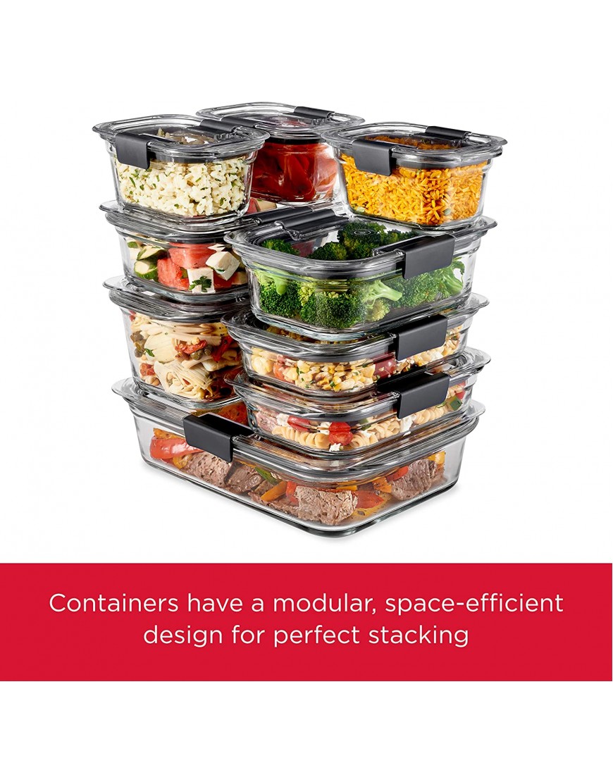 Rubbermaid Brilliance Glass Storage Set of 9 Food Containers with Lids 18 Pieces Total Set Assorted Clear