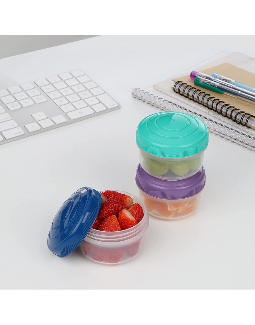 Sistema To Go Collection Mini Bites Small Food Storage Containers 4.39 oz. 130 mL Pink Green Blue 3 Count
