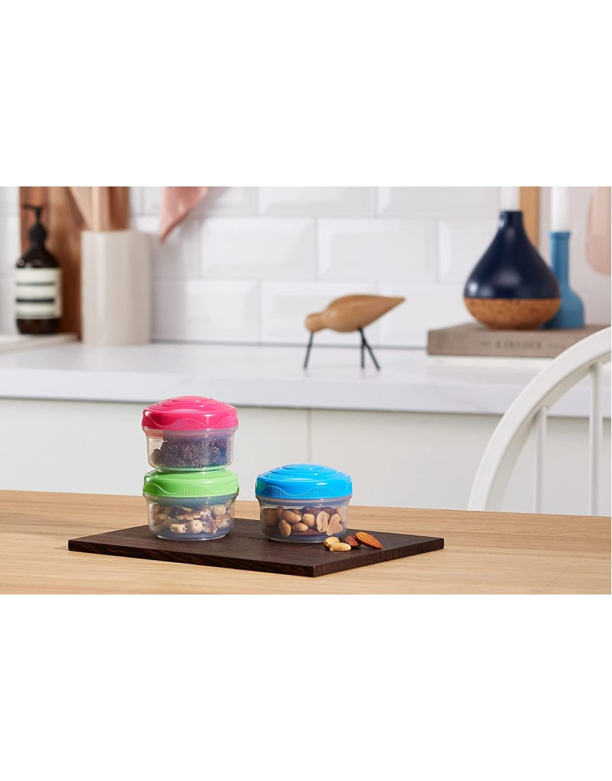Sistema To Go Collection Mini Bites Small Food Storage Containers 4.39 oz. 130 mL Pink Green Blue 3 Count