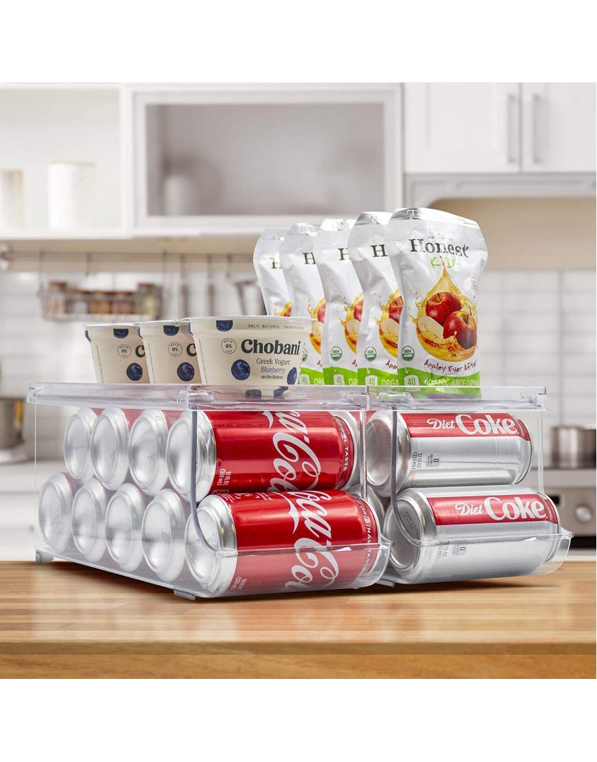 Sorbus Soda Can Organizer and Canned Food Bin Stackable Dispenser with Lid for Refrigerator Pantry Freezer – Holds 9 Cans BPA-Free Clear Design 2