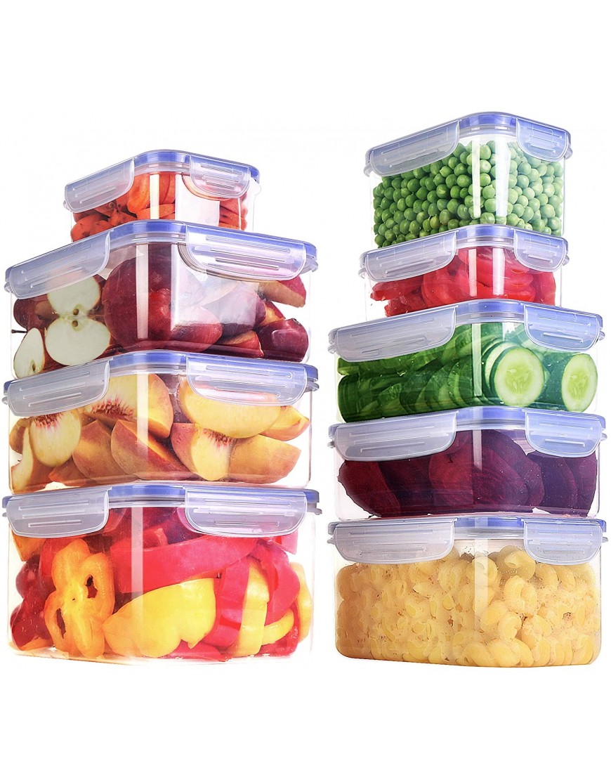 Utopia Kitchen 18 Pieces Plastic Food Containers set 9 Containers and 9 Lids Food Storage Containers with Airtight Lids Reusable & Leftover Food Lunch Boxes Leak Proof,Freezer & Microwave Safe