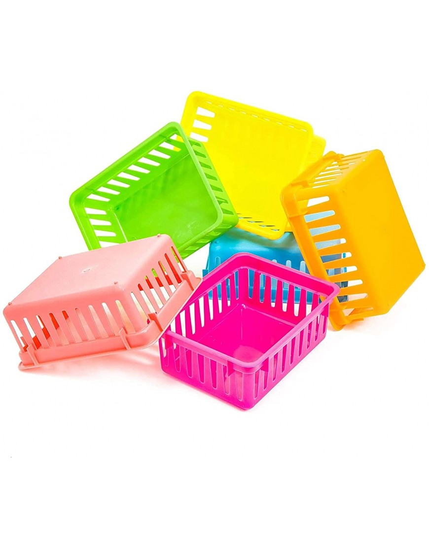 12 Pack Small Colorful Plastic Classroom Storage Baskets for Organizing Rainbow Organizer Bins 6.1 x 4.8 in