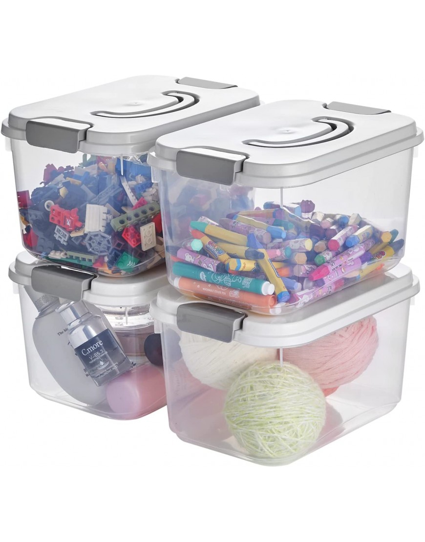 5.5 Quart Clear Storage Latch Box Bin with Lids 4-Pack Plastic Organize Bins with Handle 5 Liter
