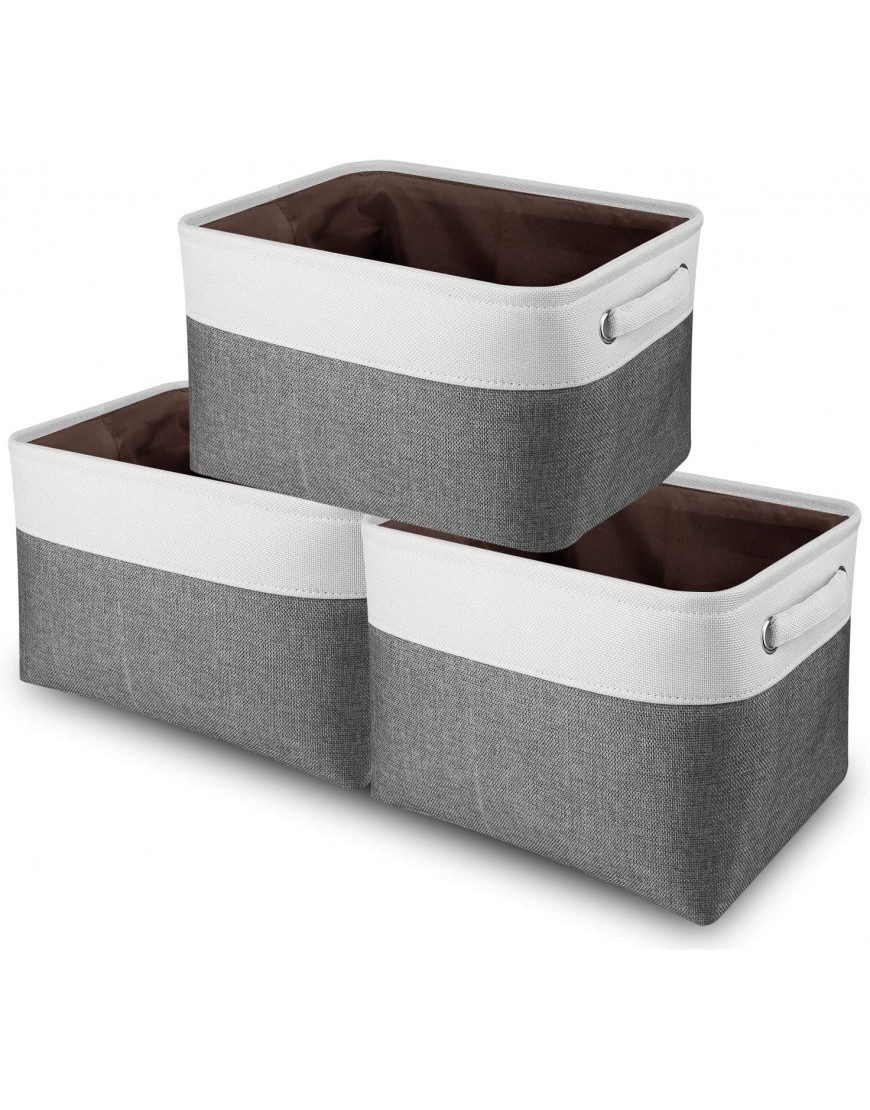 Awekris Large Storage Basket Bin Set [3-Pack] Storage Cube Box Foldable Canvas Fabric Collapsible Organizer With Handles For Home Office Closet Toys Clothes Kids Room Nursery