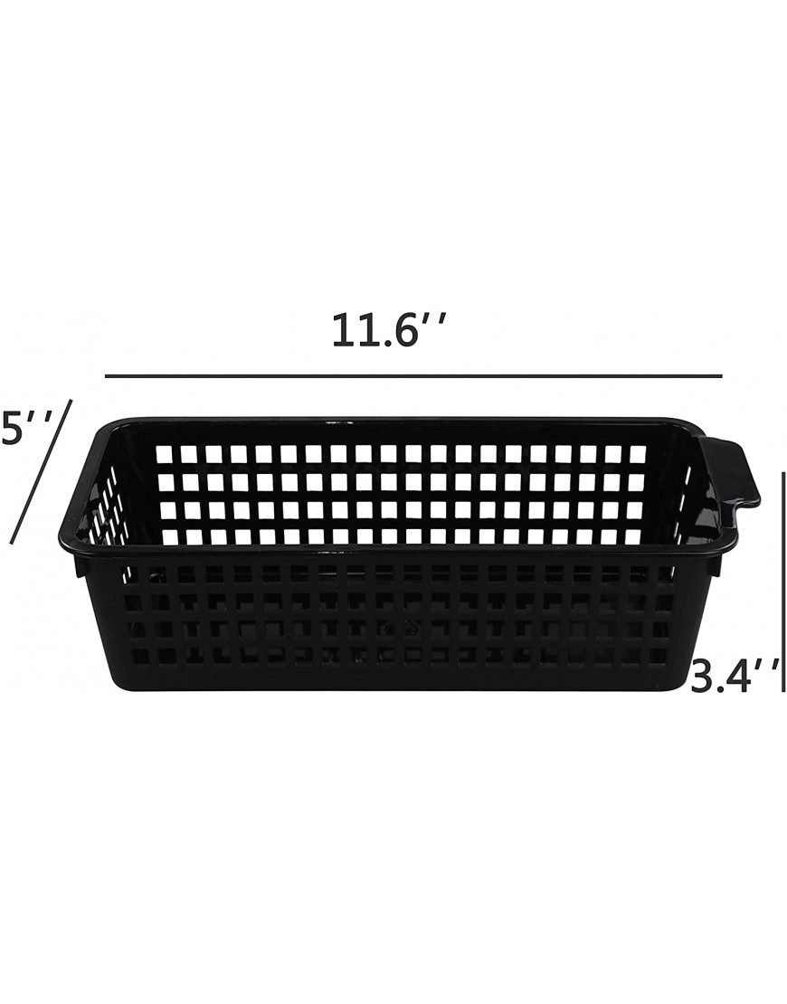 Begale Small Plastic Storage Baskets Black 11.6L x 5W x 3.4H Set of 6