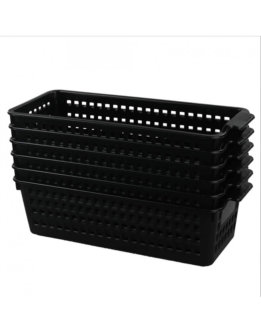 Begale Small Plastic Storage Baskets Black 11.6L x 5W x 3.4H Set of 6