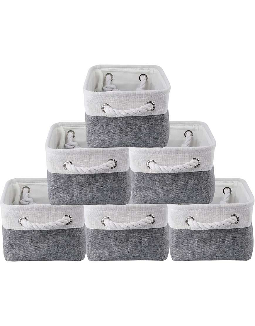 Dicunoy 6 Pack Storage Baskets for Organizing Small Storage Bins with Handles Fabric Canvas Boxes for Shelves Nursery Living Room Closet Toys Empty Gift Baskets 12 x 8 x 5 inch
