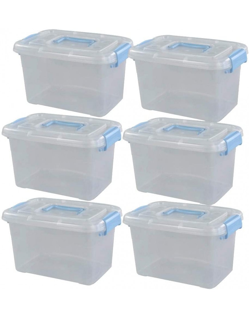 Doryh 5 L Plastic Storage Bin with Lid Clear Transparent Box With Handles Set of 6
