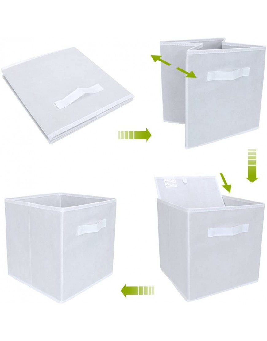 EZOWare Set of 6 Foldable Fabric Basket Bin Collapsible Storage Cube For Nursery Kids Toys Organizer Shelf Cabinet White