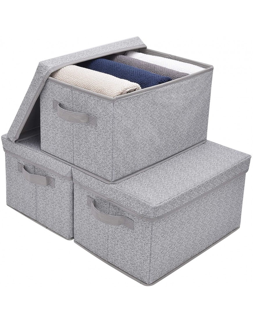 GRANNY SAYS Large Storage Baskets Gray Storage Bins with Lids Closet Bins for Organization 3-Pack