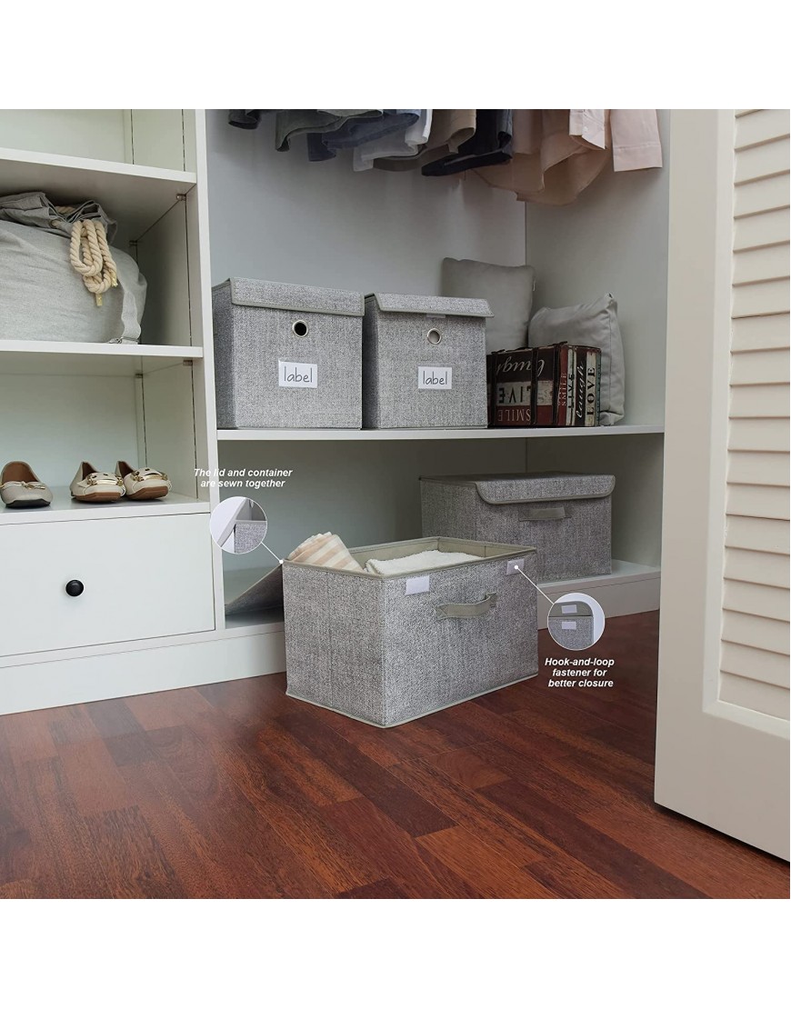 GRANNY SAYS Large Storage Bins with Lids 2-Pack Canvas Boxes for Storage Gray Closet Organizers and Storage