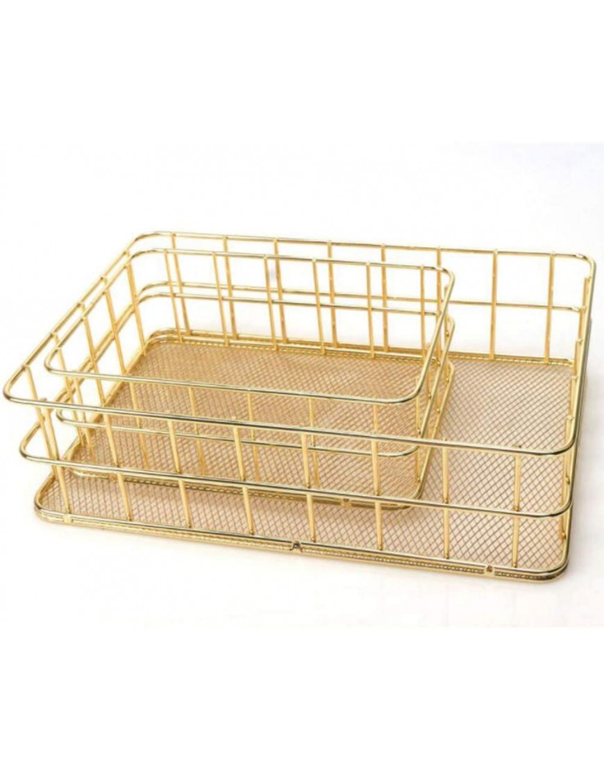 GYY Gold Desktop Metal Storage Basket Storage Box Iron Grid Storage Tray Net Basket Storage Bins for Home Decoration Large