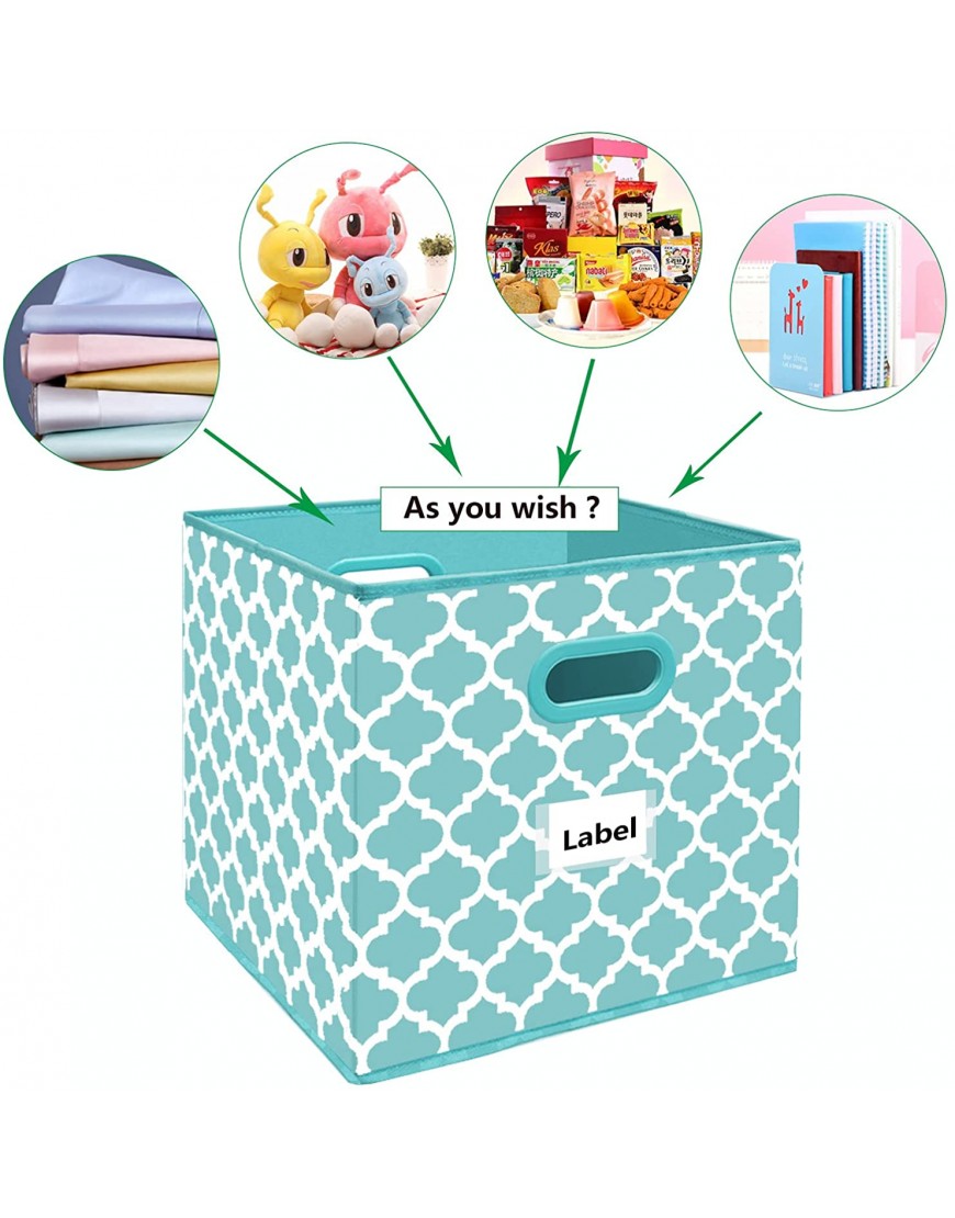 homyfort Cube Storage Bins 13x13,Flodable Cubes Box Baskets Containers Organizer for Drawers,Home Closet Shelf,Nursery Cabinet with Dual Plastic Handles,Lantern Pattern Large Set of 4Blue