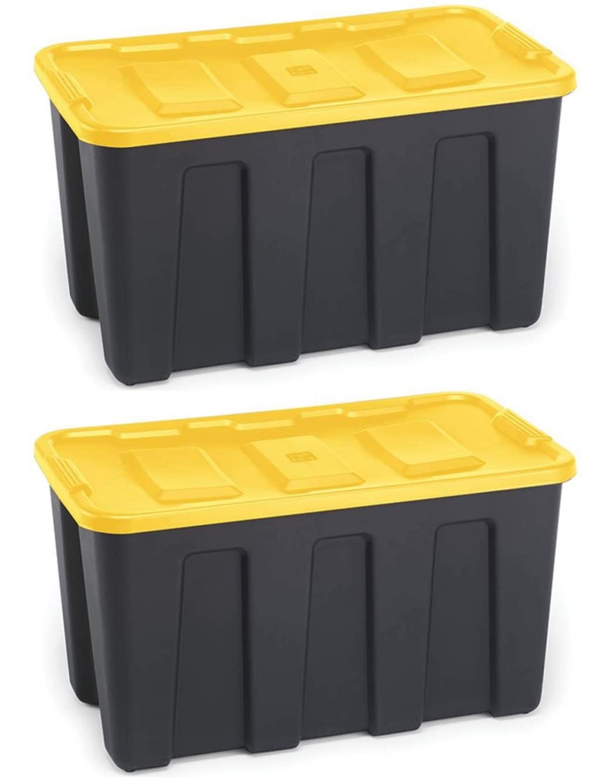 HOMZ 34 Gallon Durabilt LLDPE Container Heavy Duty Plastic Storage Set of 2 Black and Yellow 2 Set