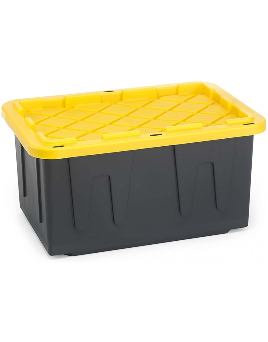 HOMZ Durabilt Tough Tote 27 Gallon Black Yellow 2 Pack