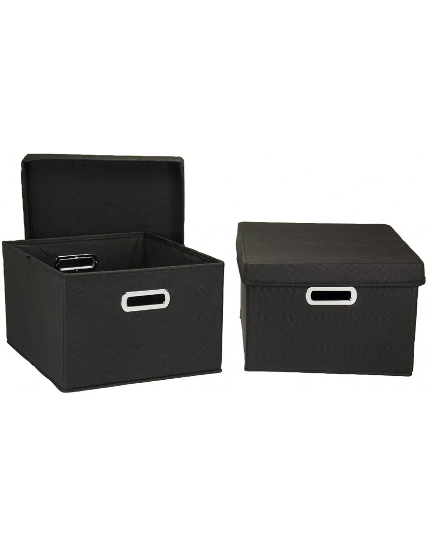 Household Essentials Fabric Storage Boxes with Lids and Handles Black