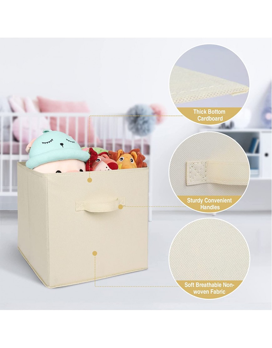 Kraper Cube Storage Organizer 13x13x13 Inches Fabric Storage Cubes with Durable Handle Large Cubby Storage Bins for Home Office Nursery Beige 4 Pack