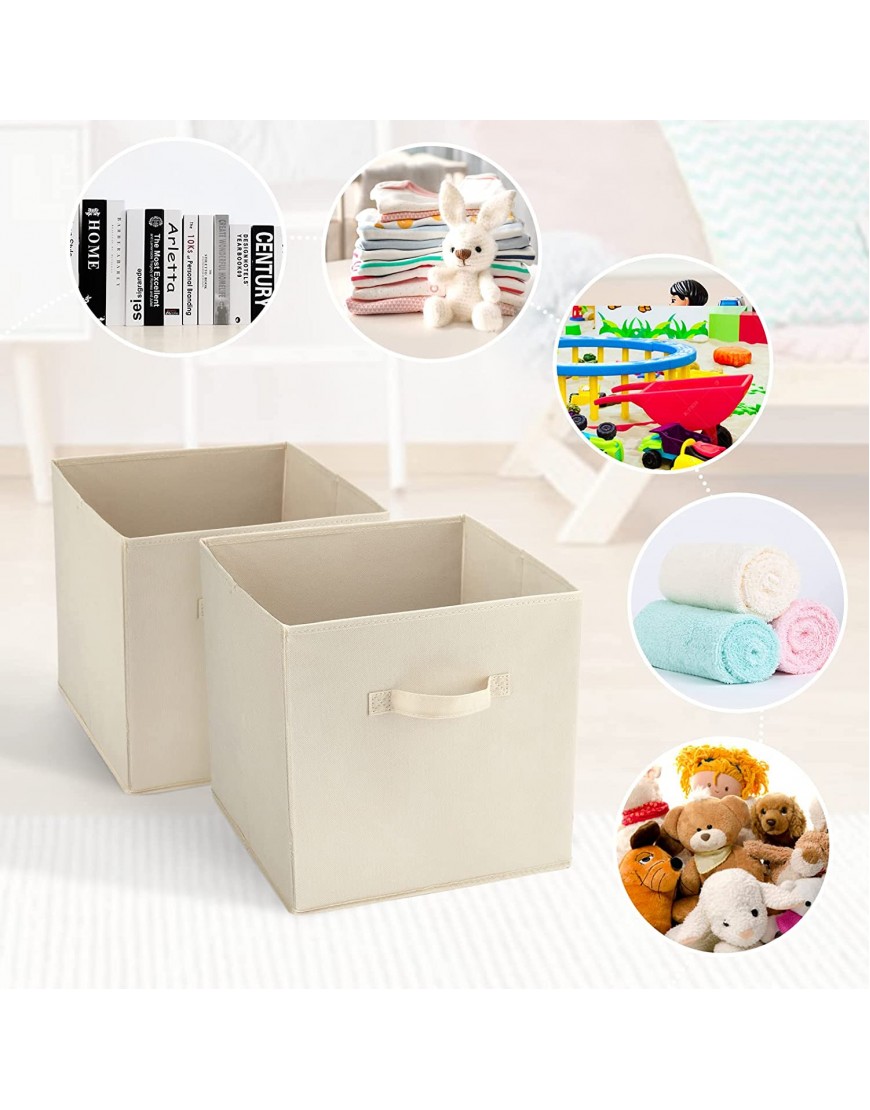 Kraper Cube Storage Organizer 13x13x13 Inches Fabric Storage Cubes with Durable Handle Large Cubby Storage Bins for Home Office Nursery Beige 4 Pack
