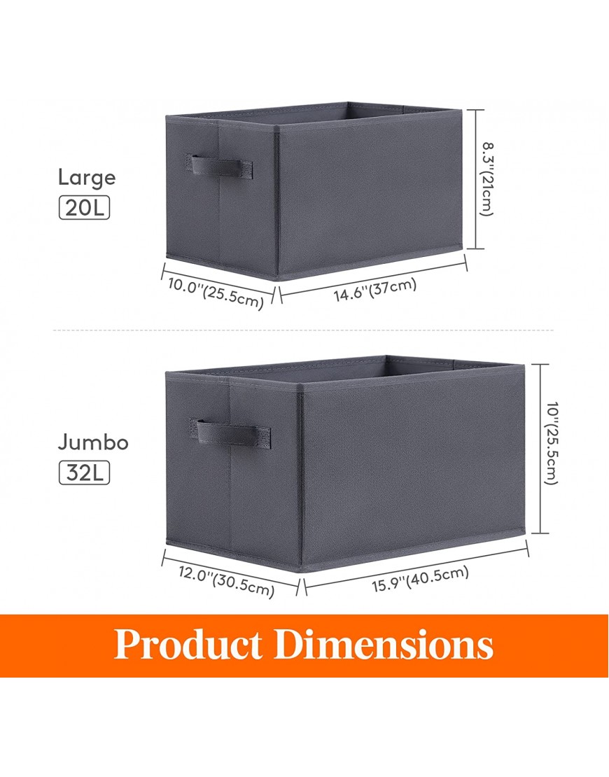 Lifewit 20L Foldable Clothes Storage Bins for Closet Collapsible Sturdy Fabric Storage Basket Cube with 2 Reinforced Dual Handles Fabric Closet Organizers 3 Packs Large Grey