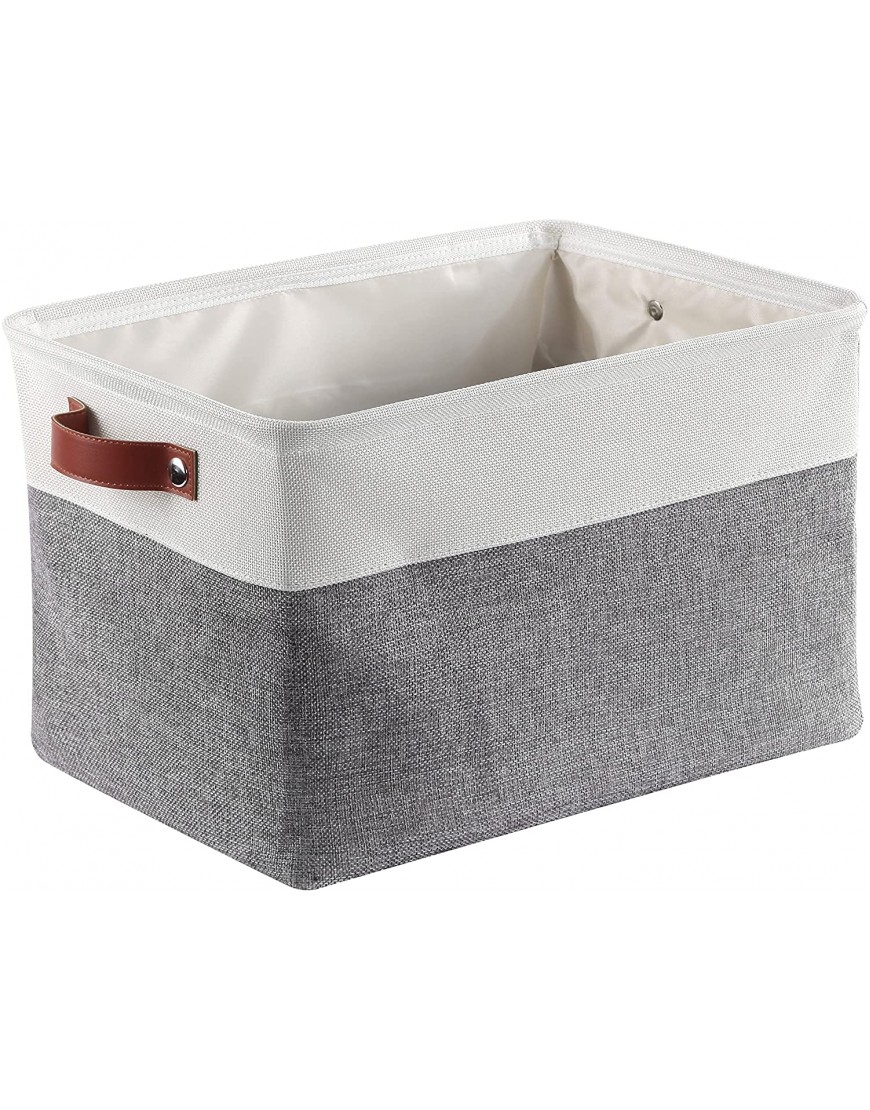 MANZOO Storage Baskets for Shelves Closet Storage Bins for Organization Fabric Bins Cube W Handles for Organizing Shelf Nursery Home Closet,3PC Pack,Grey white