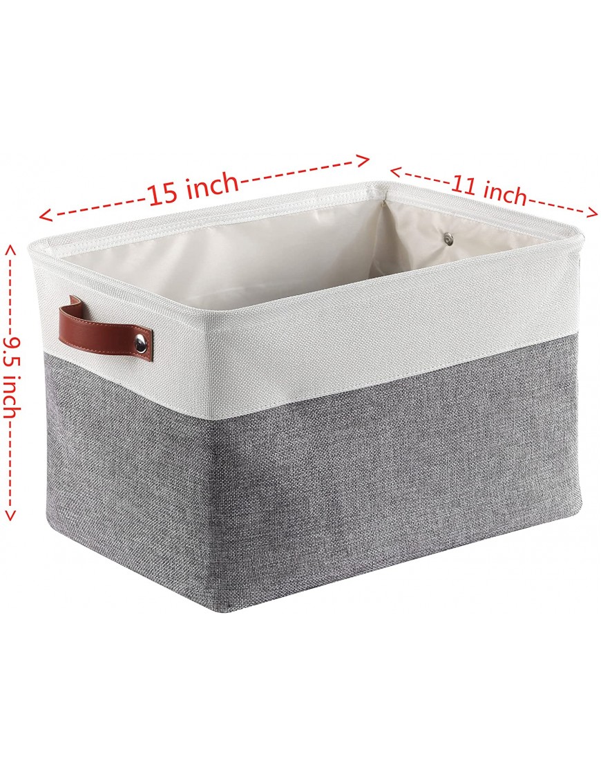 MANZOO Storage Baskets for Shelves Closet Storage Bins for Organization Fabric Bins Cube W Handles for Organizing Shelf Nursery Home Closet,3PC Pack,Grey white