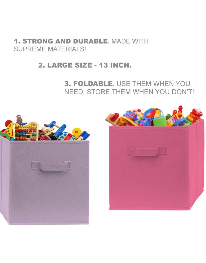 Pomatree 13x13x13 Inch Storage Cubes 6 Pack Fun Colored Large Storage Bins | Dual Handles | Foldable Cube Baskets for Home Kids Room Closet and Toys Organization | Fabric Cube Bin Colorful