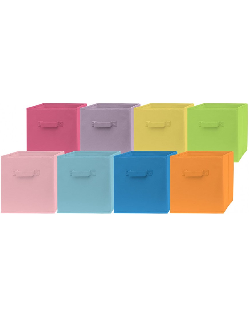 Pomatree Fabric Storage Bins 8 Pack Fun Colored Durable Storage Cubes | 2 Reinforced Handles | Foldable Cube Baskets for Home Kids Room Nursery and Playroom | Closet and Toys Organization